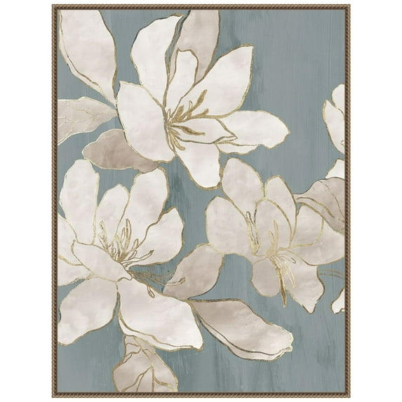 Amanti Art White Garden Outline II Framed Canvas Wall Art Print