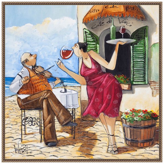 Amanti Art Wine And Music Framed Canvas Wall Art Print