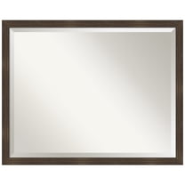 Amanti Art Woodgrain Stripe Beveled Wood Bathroom Wall Mirror