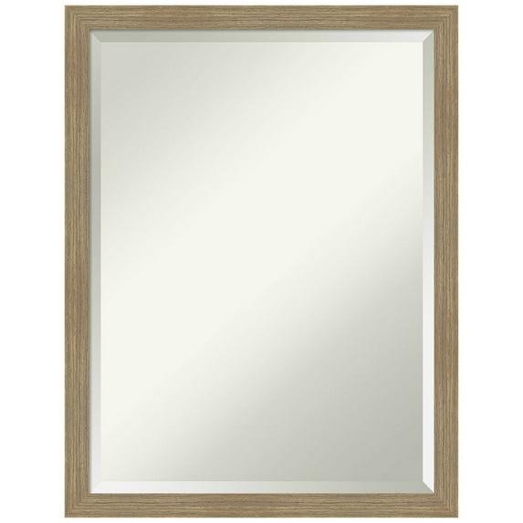 Amanti Art Woodgrain Stripe Beveled Wood Bathroom Wall Mirror