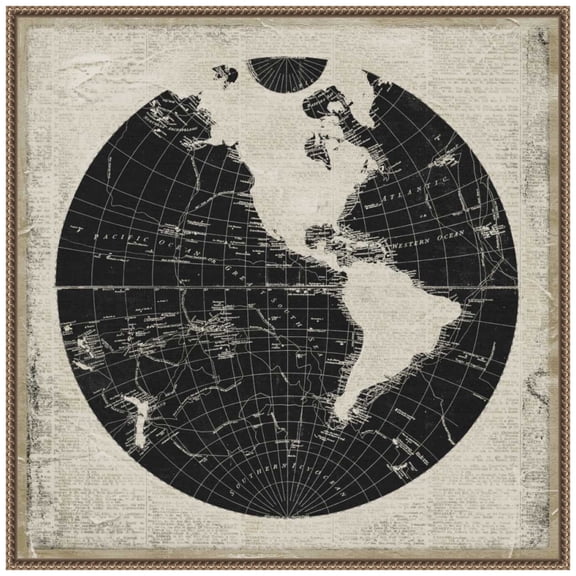 Amanti Art World News Map I Framed Canvas Wall Art Print