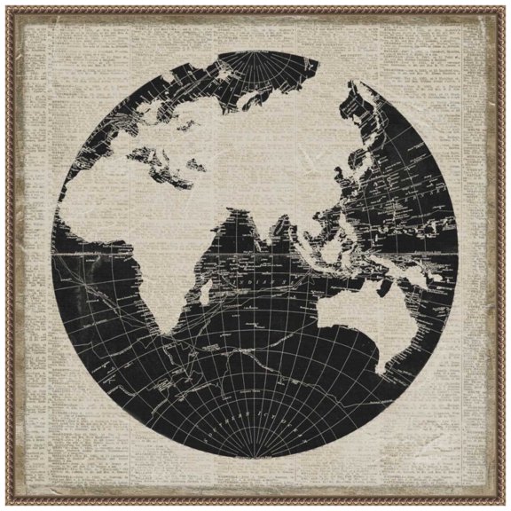 Amanti Art World News Map II Framed Canvas Wall Art Print