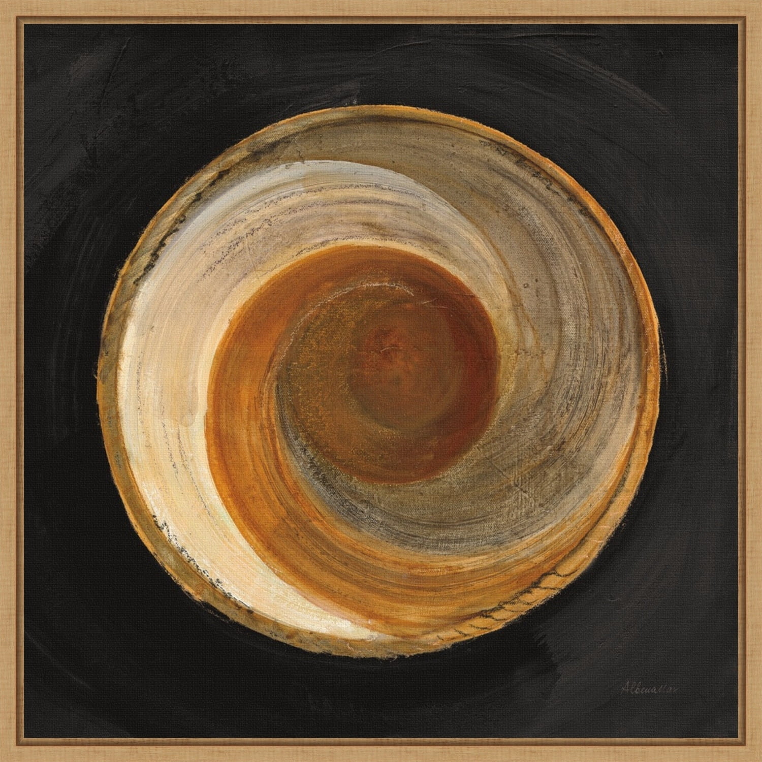 16" x 16" Black and Brown Abstract Canvas Framed Wall Art