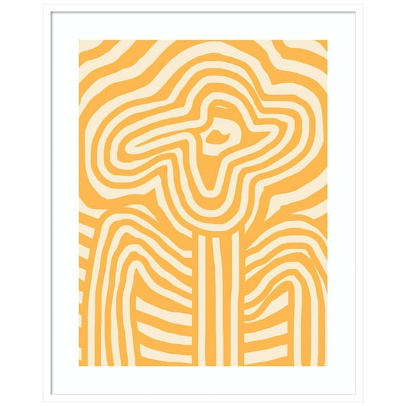 Amanti Art Yellow Striped Flower Wood Framed Wall Art Print