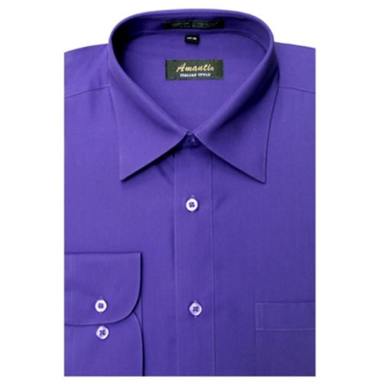 mens dress shirt 18 1 2 34 35 Amanti Cl1005-18 1-2x34-35 Amanti Mens Wrinkle Free Solid Purple Dress Shirt