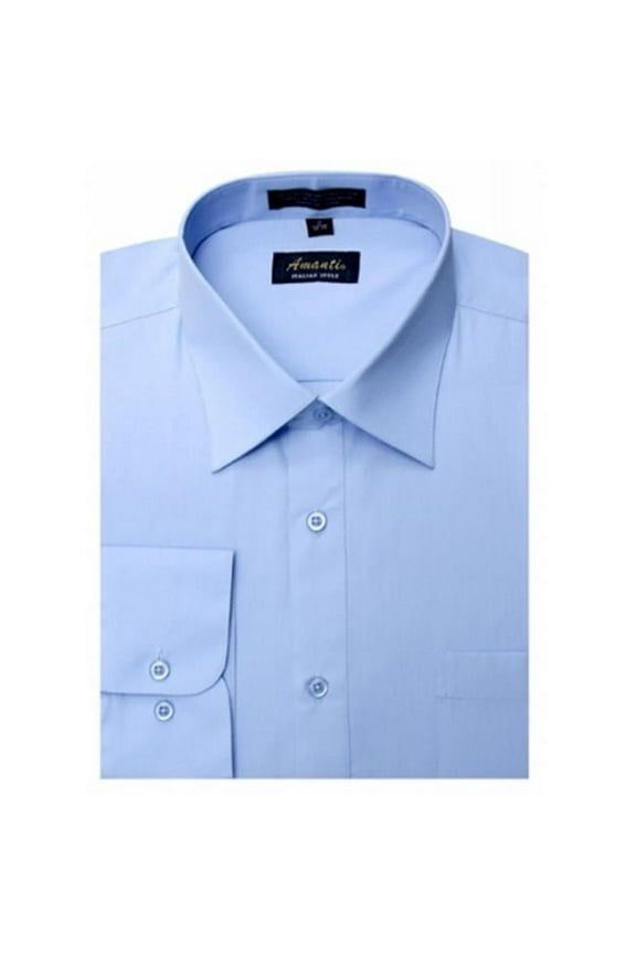 CL1007-17x36-37 Amanti Mens Wrinkle Free Baby Blue Dress Shirt - Baby Blue-17 x 36-37