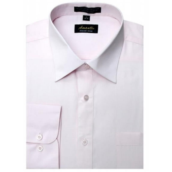 Amanti CL1008-22x34-35 Amanti Mens Wrinkle Free Pink Dress Shirt - Pink-22 x 34-35