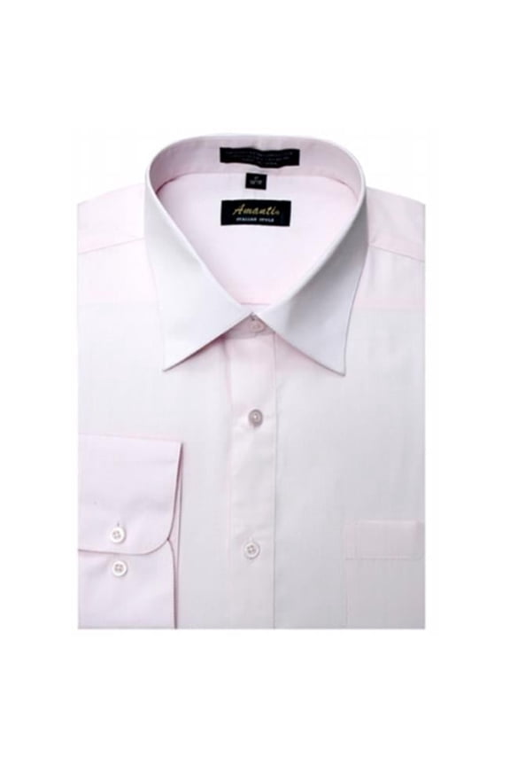 CL1008-22x36-37 Amanti Mens Wrinkle Free Pink Dress Shirt - Pink-22 x 36-37