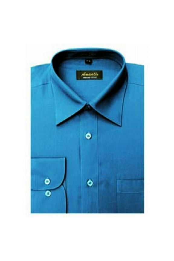 CL1013-19x36-37 Amanti Mens Wrinkle Free Ocean Blue Dress Shirt - Ocean Blue-19 x 36-37