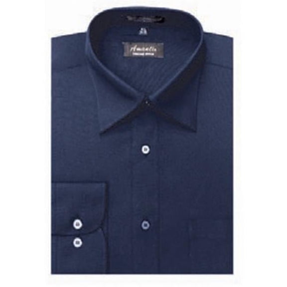 Amanti CL1014-14 1-2x32-33 Amanti Mens Wrinkle Free Navy Dress Shirt - Navy-14 1-2 x 32-33