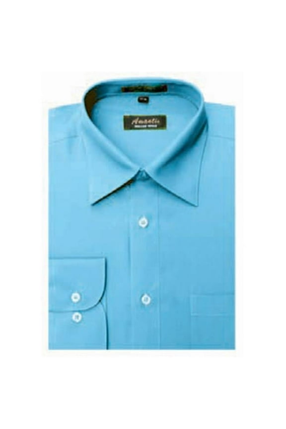CL1016-20x36-37 Amanti Mens Wrinkle Free Turquoise Dress Shirt - Turquoise-20 x 36-37