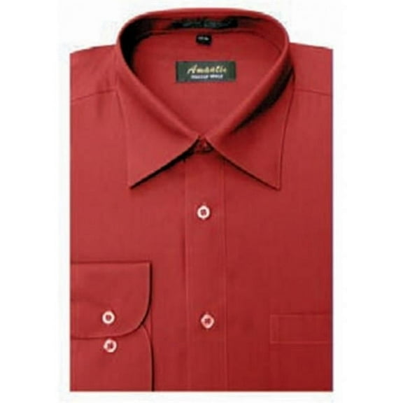 Amanti CL1017-14 1-2x32-33 Amanti Mens Wrinkle Free Apple Red Dress Shirt - Apple Red-14 1-2 x 32-33