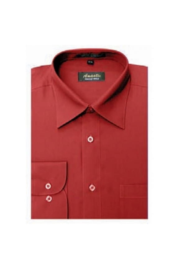 CL1017-16 1-2x34-35 Amanti Mens Wrinkle Free Apple Red Dress Shirt - Apple Red-16 1-2 x 34-35
