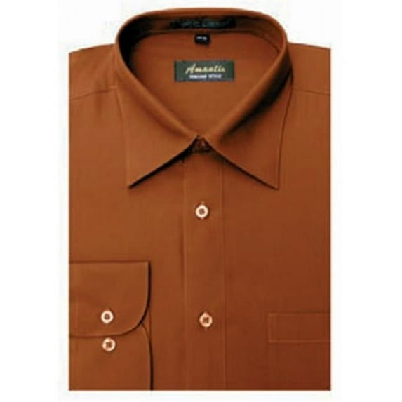 Amanti CL1018-15 1-2x32-33 Amanti Mens Wrinkle Free Rust Dress Shirt - Rust-15 1-2 x 32-33