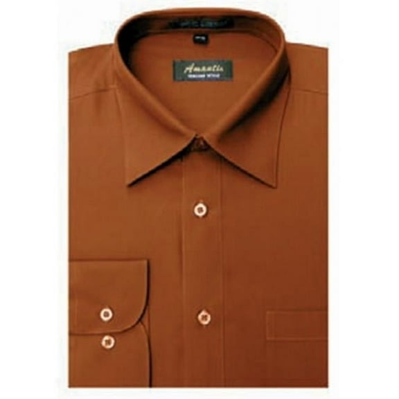 Amanti CL1018-18 1-2x36-37 Amanti Mens Wrinkle Free Rust Dress Shirt - Rust-18 1-2 x 36-37