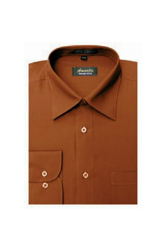 CL1018-20x34-35 Amanti Mens Wrinkle Free Rust Dress Shirt - Rust-20 x 34-35