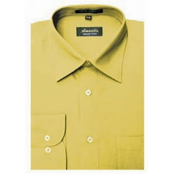 Amanti CL1019-16 1-2x32-33 Amanti Mens Wrinkle Free Mustard Dress Shirt - Mustard-16 1-2 x 32-33
