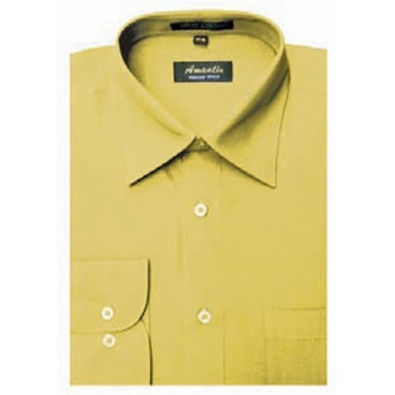 mens dress shirt 18 1 2 34 35 Amanti Cl1019-18 1-2x34-35 Amanti Mens Wrinkle Free Mustard Dress Shirt