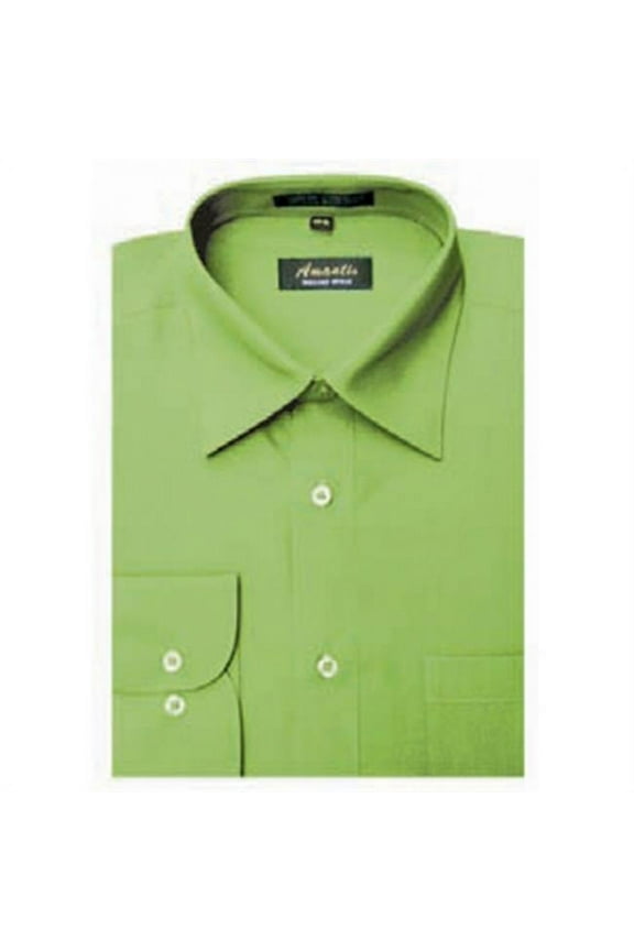 CL1021-14 1-2x32-33 Amanti Mens Wrinkle Free Apple Green Dress Shirt - Apple Green-14 1-2 x 32-33