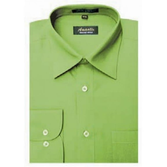 Amanti CL1021-17 1-2x32-33 Amanti Mens Wrinkle Free Apple Green Dress Shirt - Apple Green-17 1-2 x 32-33