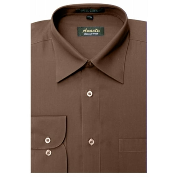 Amanti Men's Wrinkle Free Brown Dress Shirt