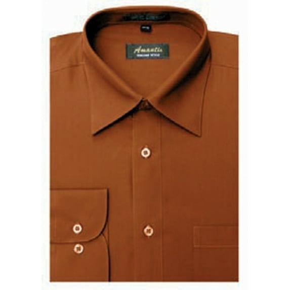 Amanti Men's Wrinkle Free Rust Dress Shirt