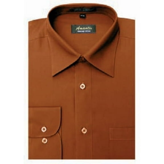 Amanti Men's Wrinkle Free Rust Dress Shirt