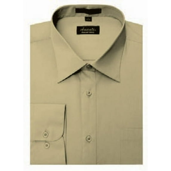 Amanti Men's Wrinkle Free Tan Dress Shirt