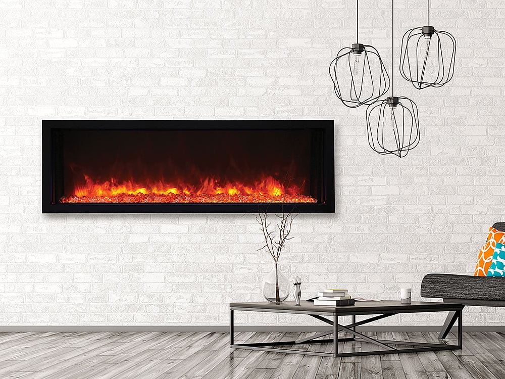 50" Black Extra Slim Built-In Electric Fireplace