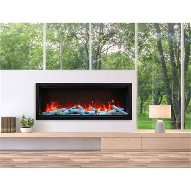 Amantii SYM-60-XT 60 in. Extra Tall Clean-Face Electric Built-In with Black Steel Surround