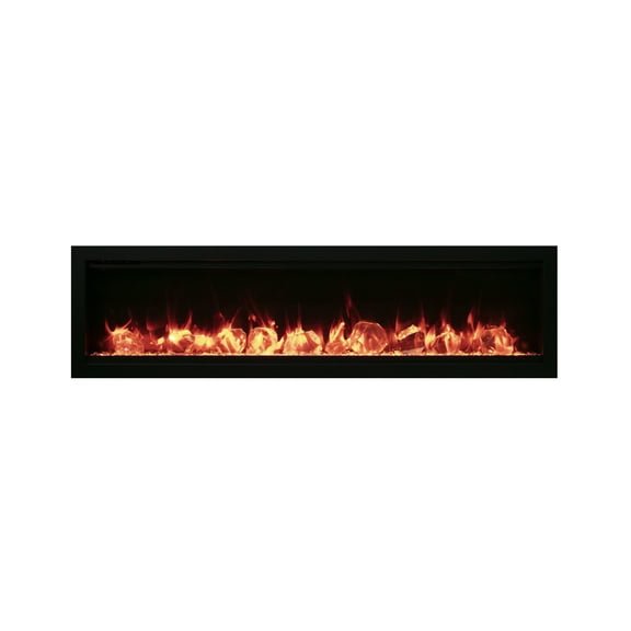 Amantii Symmetry Smart 100" Electric Fireplace 100inch Thin and Linear Fireplace, Wall Mounted & in-Wall Fireplace, Adjustable Flame Colors & Speed, Touch Screen Remote Control, Realistic Flames