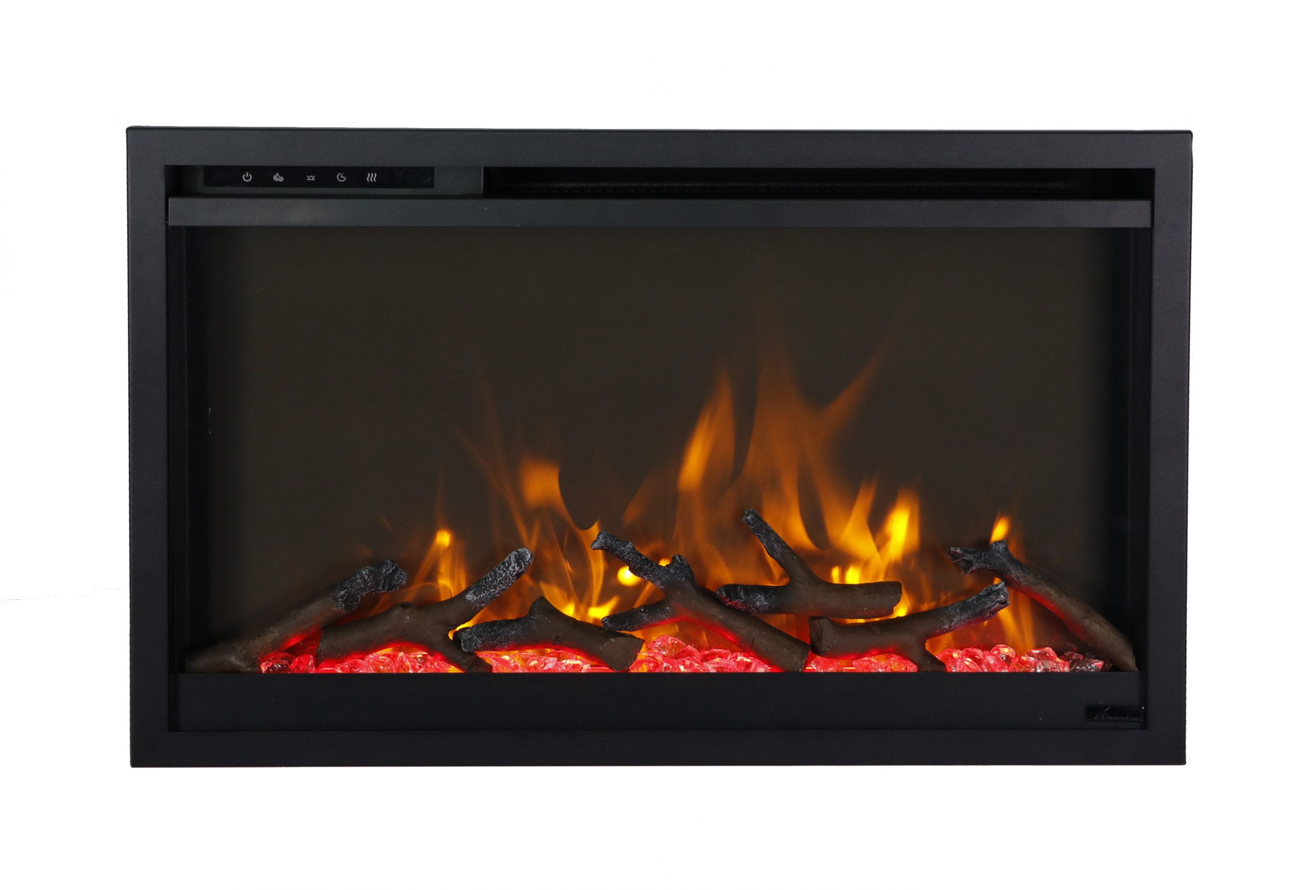 30" Black Electric Wall Mounted Fireplace with Slim Design