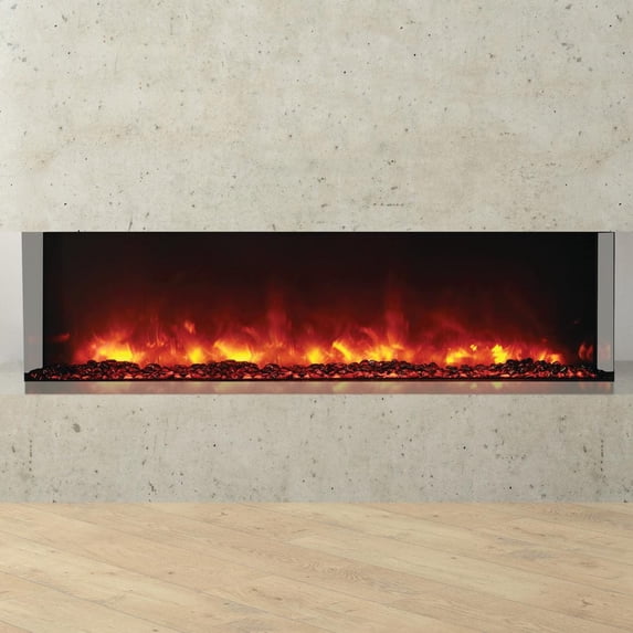 Smart 60" 3 sided glass electric fireplace Built-in only