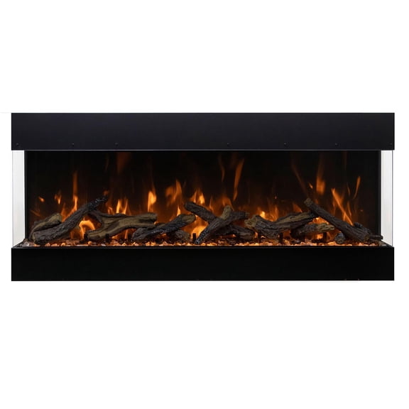 Amantii Tru View Bespoke 65-Inch Built-In Indoor/Outdoor WiFi Enabled, Bluetooth Capable Three Sided Electric Fireplace W/ 20-Inch Tall Glass Viewing - TRV-65-BESPOKE