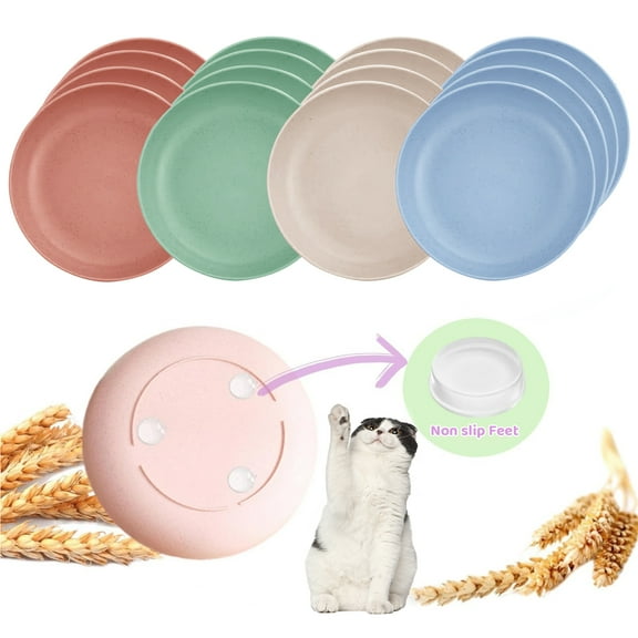 Amaopus 16 Pack Cat Food Bowls, Non-Slip Plastic Cat Dishes, 5.7" Shallow Whisker Fatigue Relief Cats Bowls Set for Multi-Cats Homes