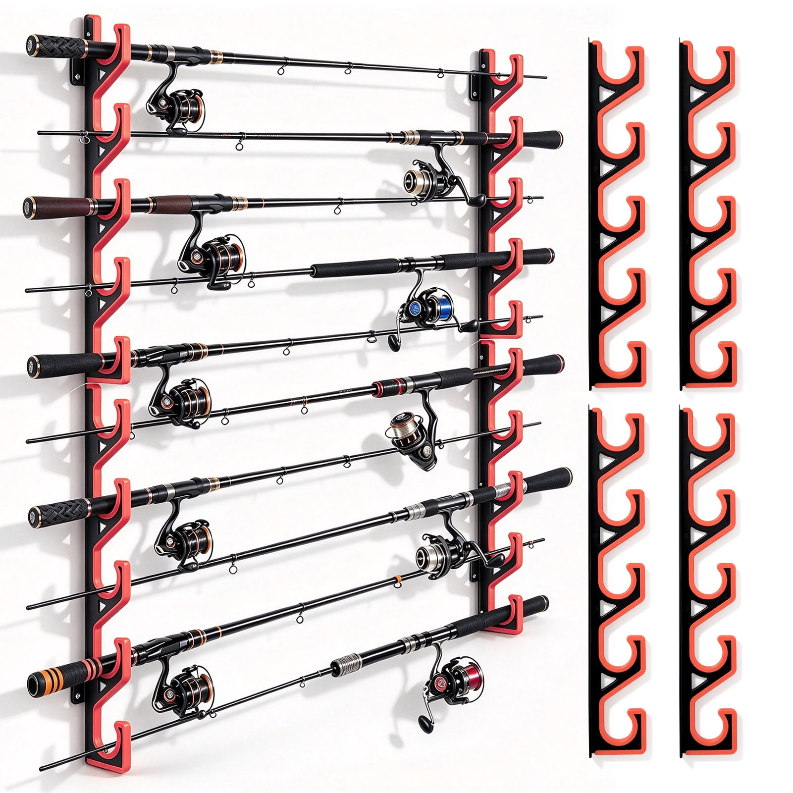 Fish Shaped Rod Rack Amaopus 2‑Pack Horizontal Fishing Rod Holders, Wall & Ceiling Mount ...