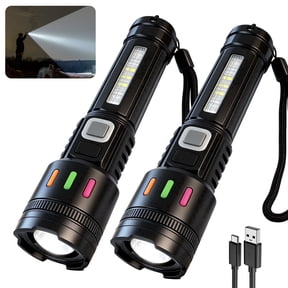 Amaopus 2 Pack Rechargeable Flashlights High Lumens- Super Bright LED Tactical Flash Light, 5 Modes Zoomable Linternas, Powerful Handheld Flashlights for Home Emergencies Camping Outdoor