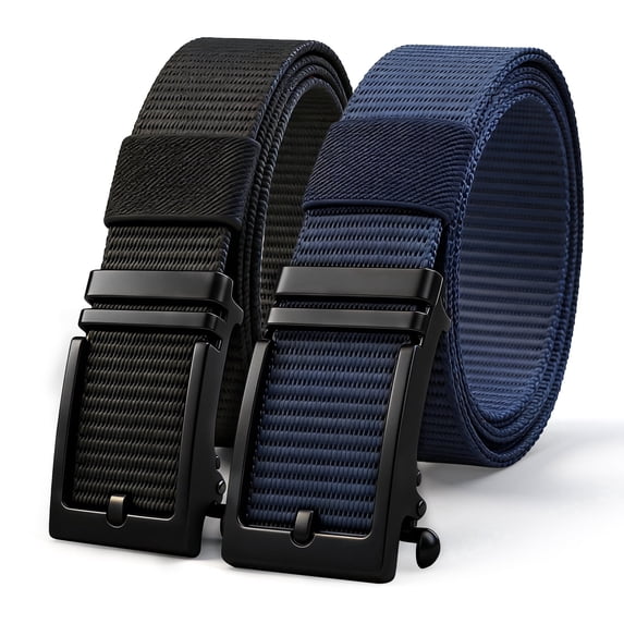 Amaopus 2 Pack Belts for men, Nylon Web Work Belt with Automatic Buckle, Adjustable for Jeans, Pants, Golf, and Everyday Use