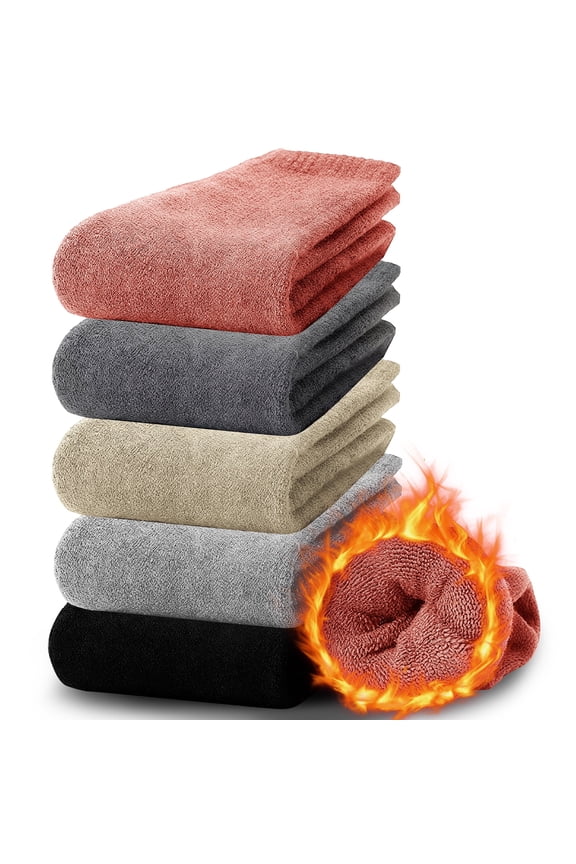 5 Pairs Merino Wool Socks, Hiking Thermal Warm Winter Thick Boot Cozy Crew Comfy Work Socks for Women Men