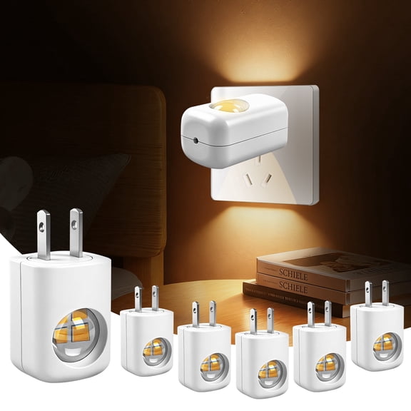 Amaopus 6 Pack LED Night Light Plug Into Wall, Soft White, Dusk to Dawn Sensor, Dimmable Night Lights for Kitchen, Hallway, Bedroom, Stairs, Non-Dimmable
