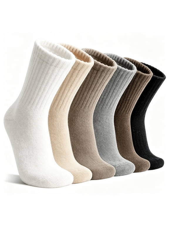 6 Pairs Women Merino Wool Boot Socks, Warm Thermal Winter Thick Hiking Cozy Cabin Crew Comfy Socks for Ladies