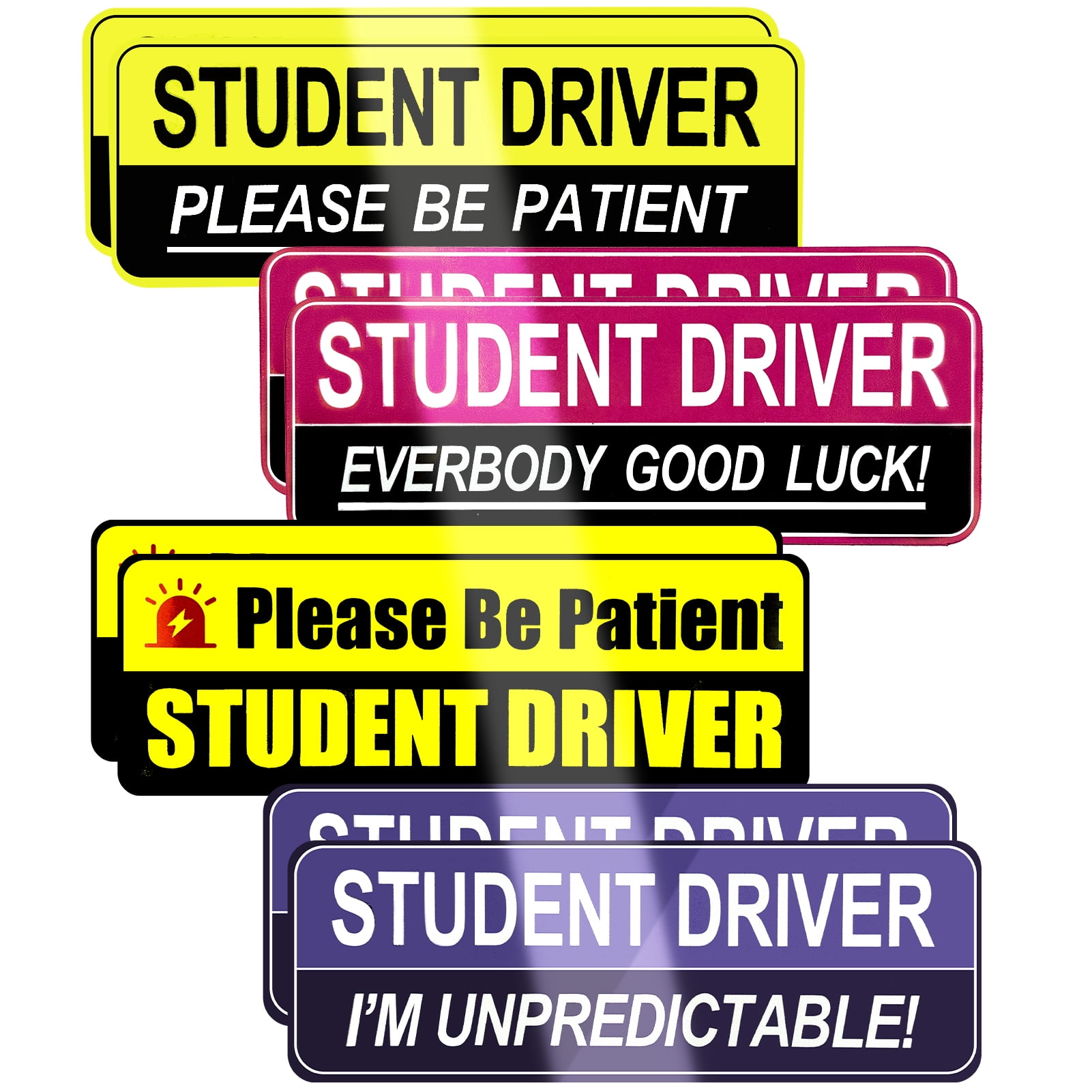 Amaopus 8 Pcs Reflective Student Driver Magnet for Car, Funny Magnetic ...
