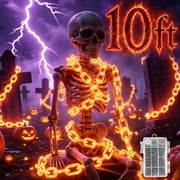 Amaopus 10 FT Halloween Decorations Plastic Chain Lights - 160 LED Waterproof String Light with 8 Modes & Timer - Battery Operated Lighted Prop Chains for Haunted House, Yard Skeleton, Dog, Party