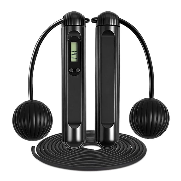 Amaopus Jump Rope with Counter, Tangle-Free Ball Bearing Rapid Speed Jumping Rope with LCD Display, 2-in-1 Corded & Cordless Skipping Rope, Adjustable Length PVC Rope for Adults Fitness, Home Gym