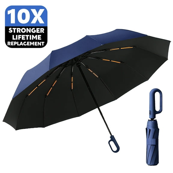 Amaopus Travel Folding Umbrella, 10 Ribs Automatic Open, Lightweight Compact Portable Backpack Car Parasol Outdoor, Sun/Rain, Anti 99 UV Protection UPF 50, Men Women Carabiner Handle Design