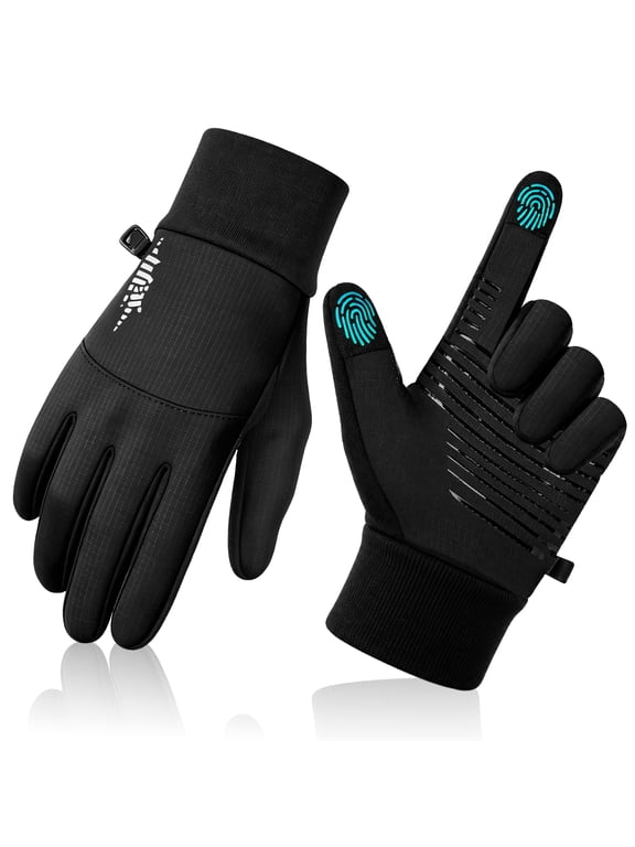 Winter Gloves for Men, Thermal Running Gloves with Fleece Lining for Cold Weather, Windproof Touchscreen Lightweight Warm Gloves for Snow, Cycling, Driving, Walking