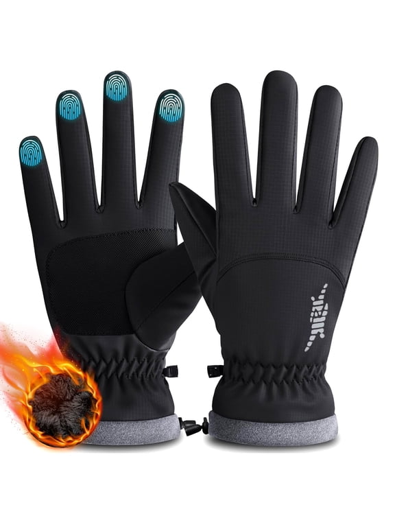 Winter Gloves for Men Women, Thermal Running Gloves with Fleece Lining for Cold Weather, Windproof Touchscreen Lightweight Warm Gloves for Snow Cycling Driving Walking