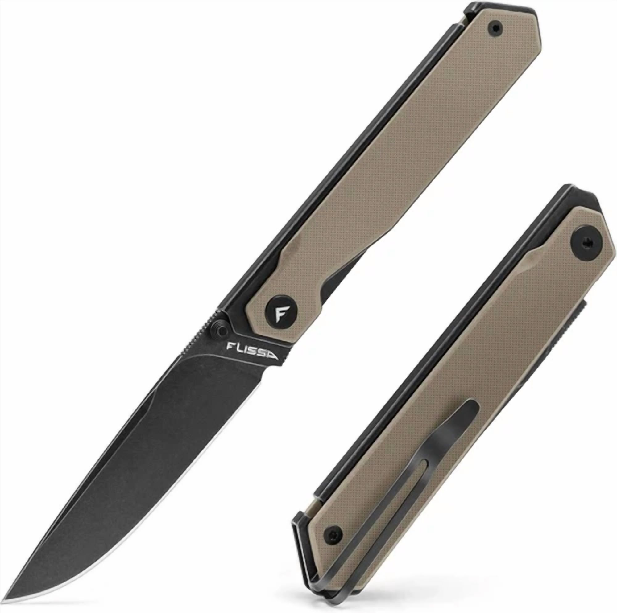 CJRB Small Feldspar Folding Knife - 3.2" Blade, Brown G-10 Handle, EDC Pocket Knife