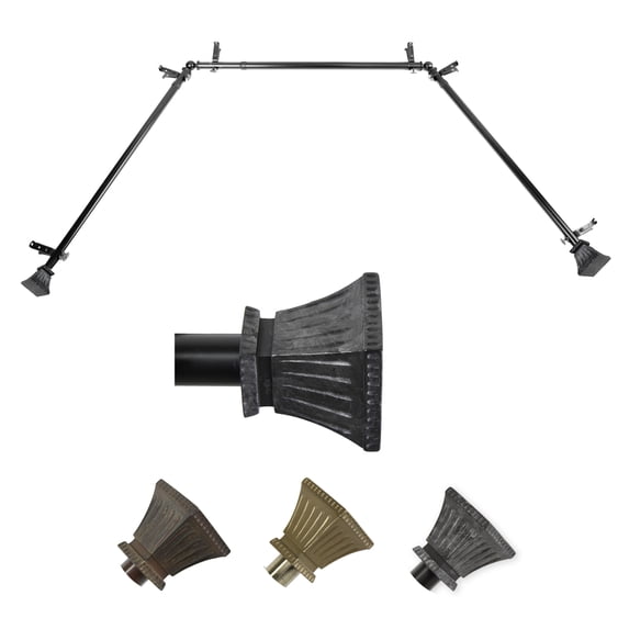 Amara 13/16" Bay Window curtain rod 20"-36", 38"-72" - Black