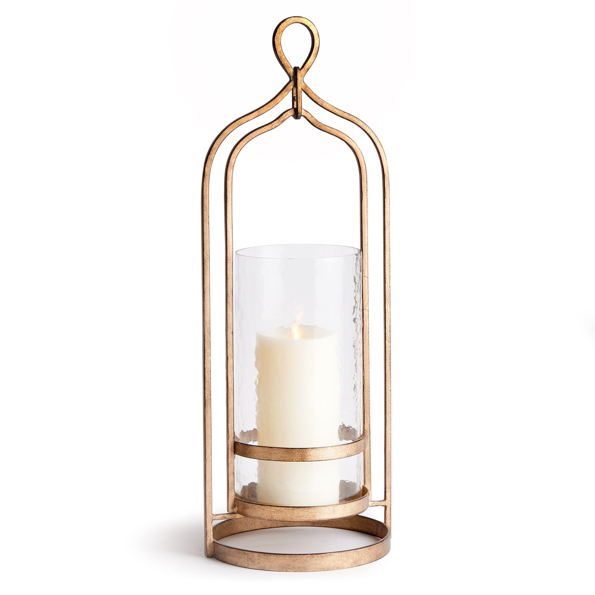 Amara Large Gold and Glass Hurricane Candle Holder